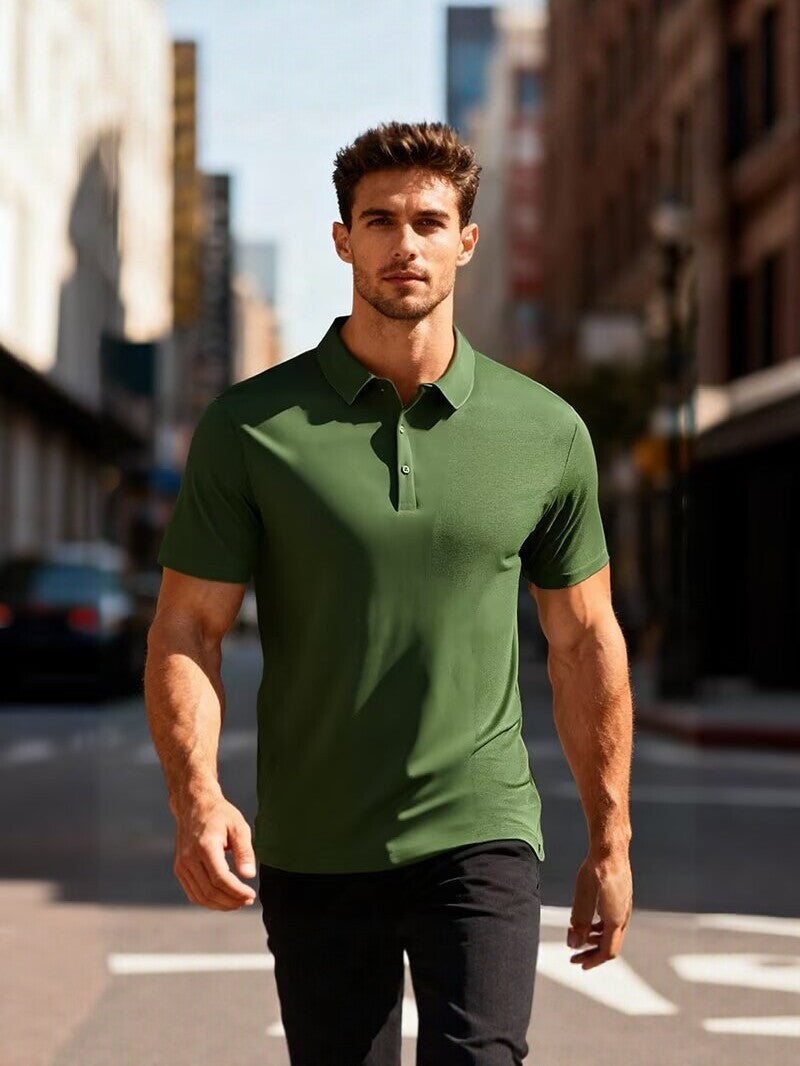 Casual Solid Slim Fit Polo Shirts Men's