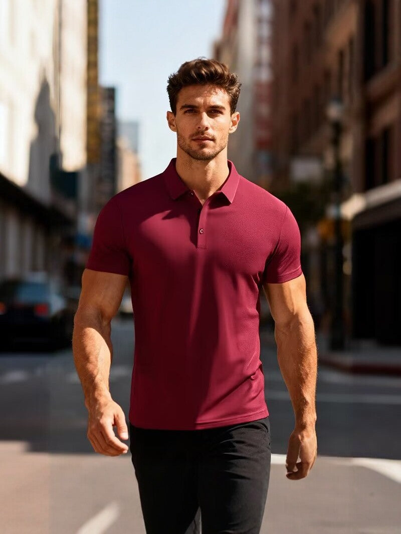 Casual Solid Slim Fit Polo Shirts Men's