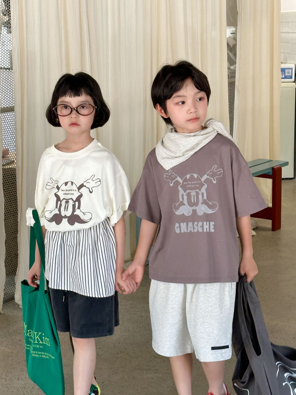 Casual Cotton Print Oversized Kids Unisex