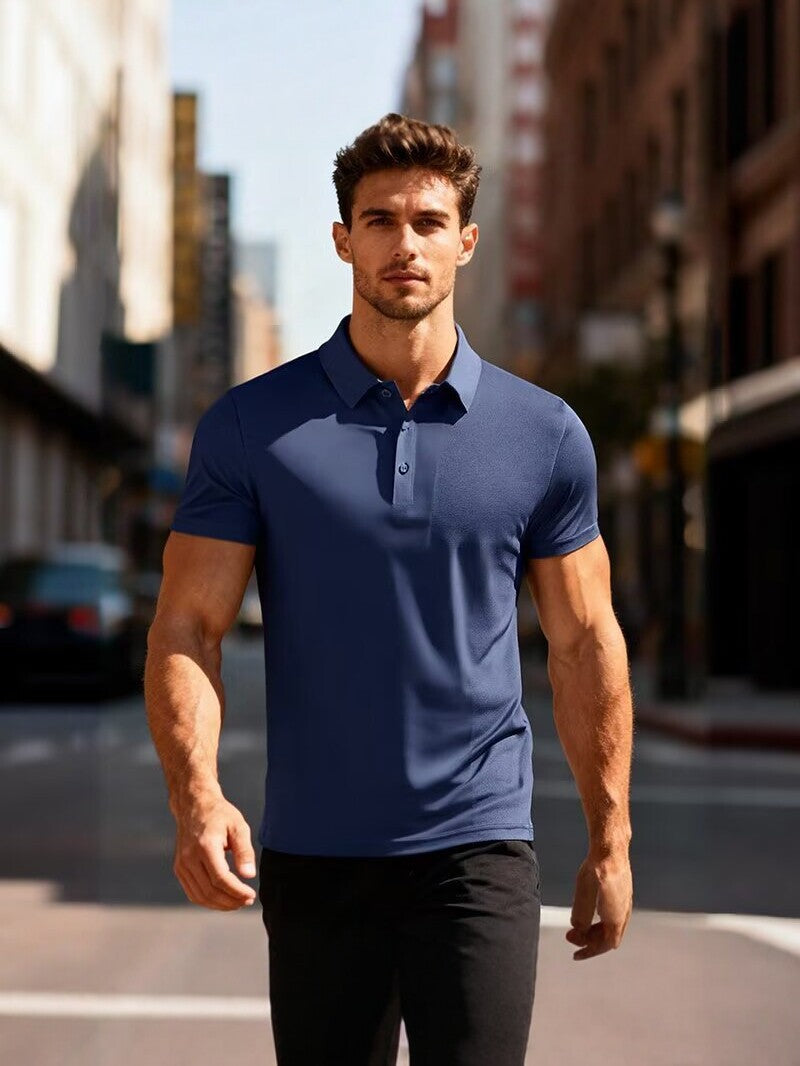 Casual Solid Slim Fit Polo Shirts Men's