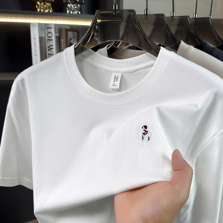 Camisetas Bordadas de Algodão Masculinas